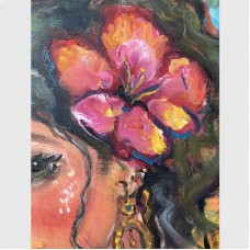 Portrait of a Tropical Girl from the Exotic Garden series by Marina Stognieva. Original oil painting on canvas, 30 × 40 cm